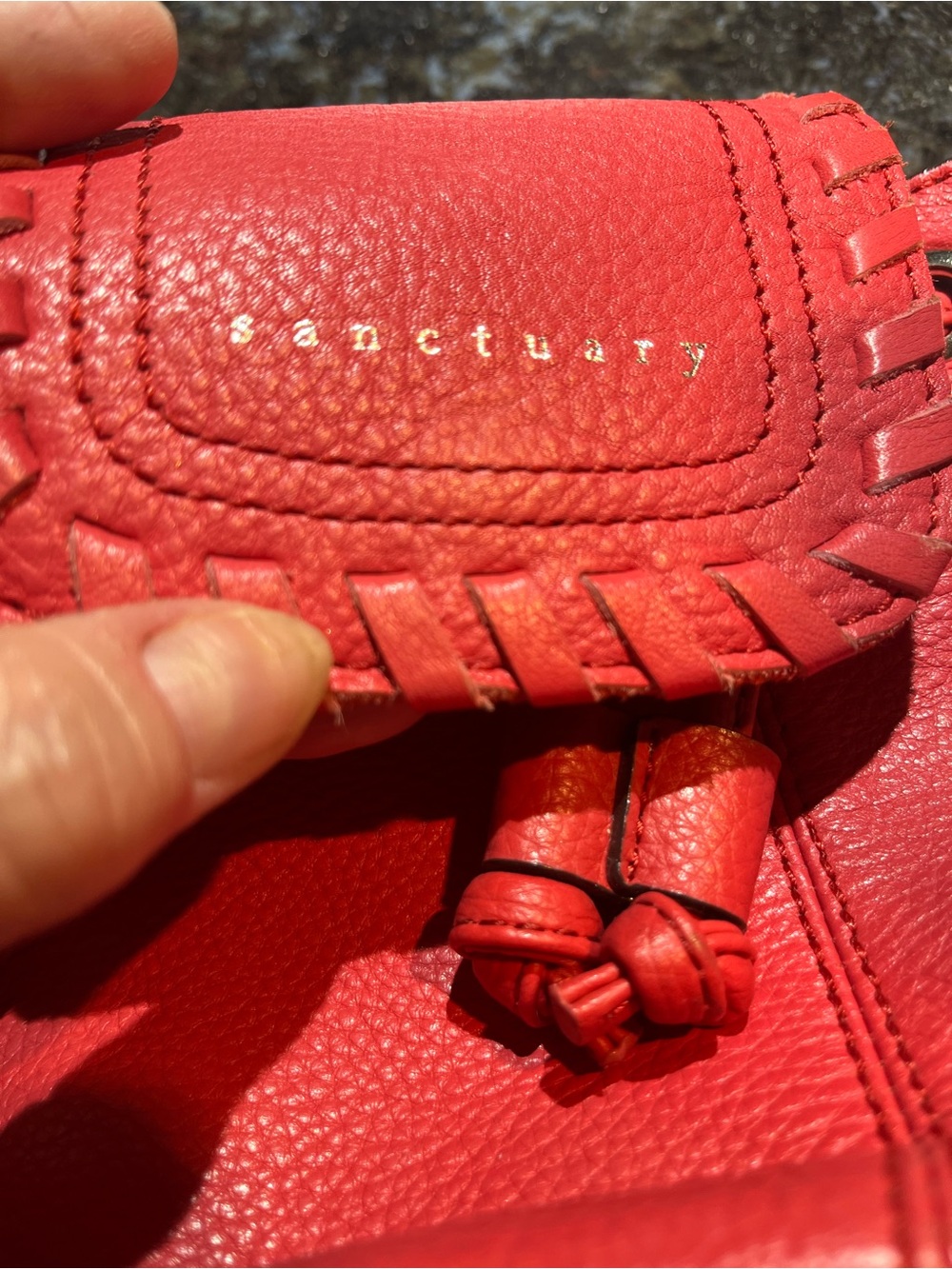 Sanctuary Coral Red Leather Crossbody Bag with Braided Flap